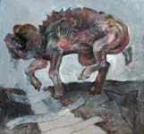 Das Tier geht heim, 2004, Öl auf Leinwand, 55 x 60 cm