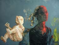 Puppenspiel, 2003, Öl auf Leinwnd, 70 x 90 cm